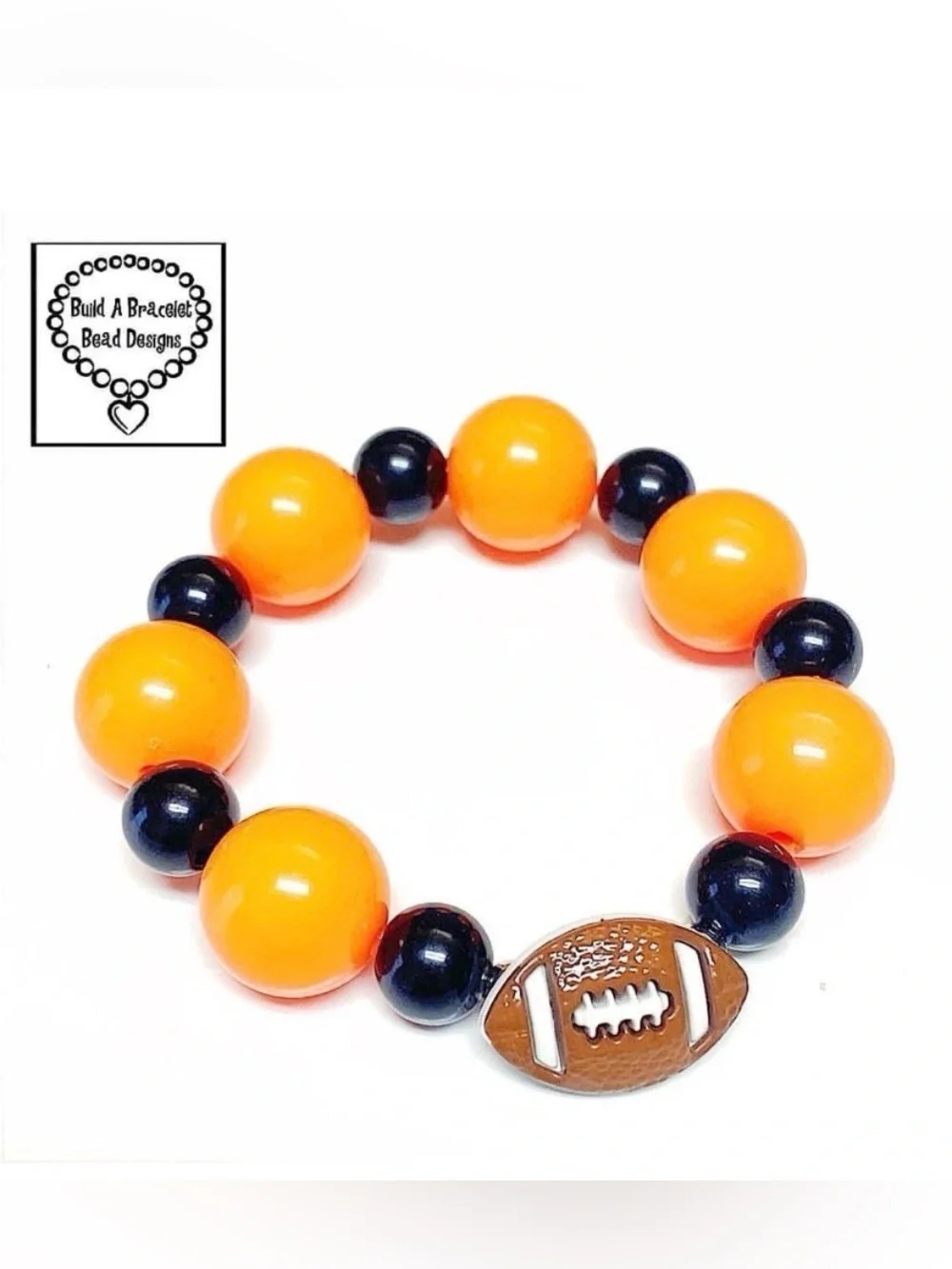 Handmade Orange Black Football Bracelet